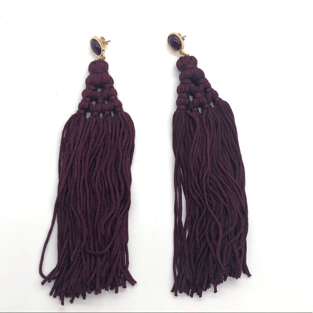 Tassel Earrings in Wine color
